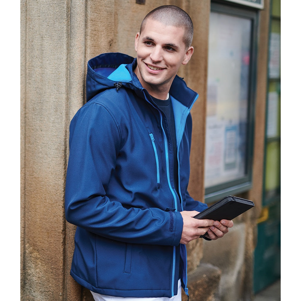 French Blue-Navy - Front - Regatta Mens Venturer Hooded Soft Shell Jacket