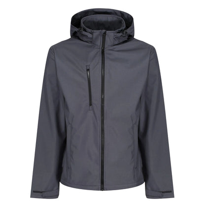 Seal Grey-Black - Front - Regatta Mens Venturer Hooded Soft Shell Jacket