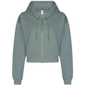 Dusty Green - Front - Awdis Womens-Ladies Cropped Hoodie