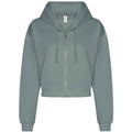 Dusty Green - Front - Awdis Womens-Ladies Cropped Hoodie