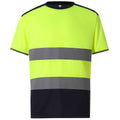 Yellow-Navy - Front - Yoko Mens Two Tone Hi-Vis T-Shirt