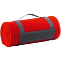 Red - Back - SOLS Plaid Pill Resistant Fleece Blanket