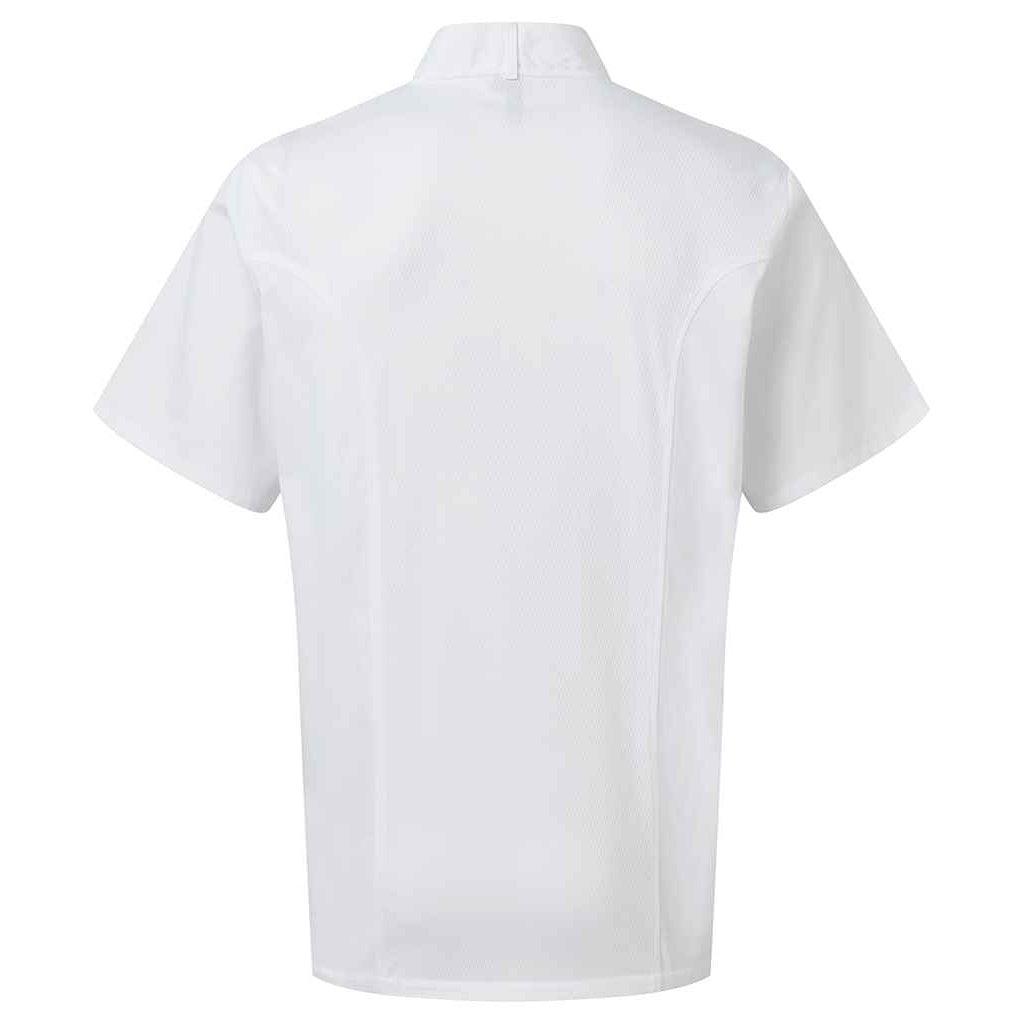 White - Back - Premier Unisex Adult Coolchecker Short-Sleeved Chef Jacket