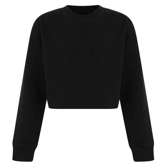 Black - Front - SF Minni Girls Slounge Crop Sweatshirt