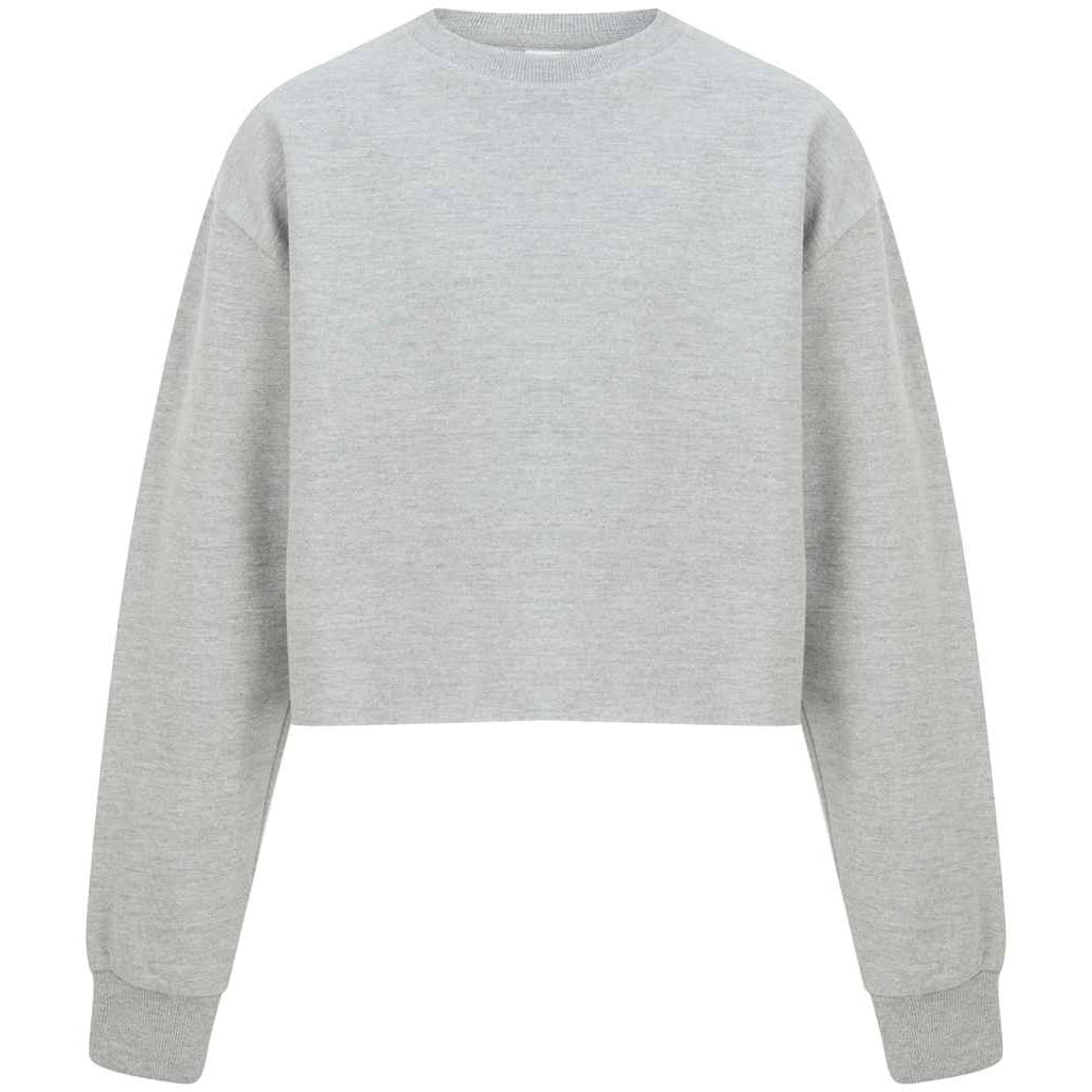 Heather Grey - Front - SF Minni Girls Crop Sweatshirt