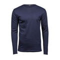 Navy - Front - Tee Jays Mens Interlock Long-Sleeved T-Shirt