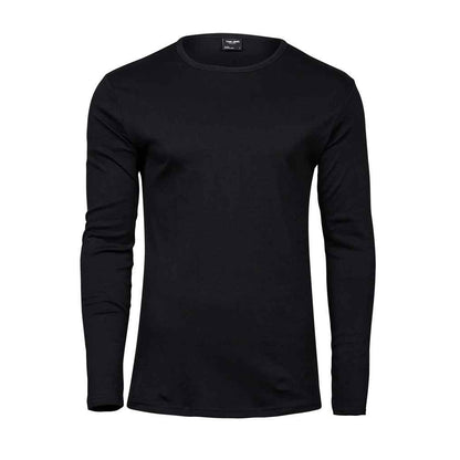 Black - Front - Tee Jays Mens Interlock Long-Sleeved T-Shirt