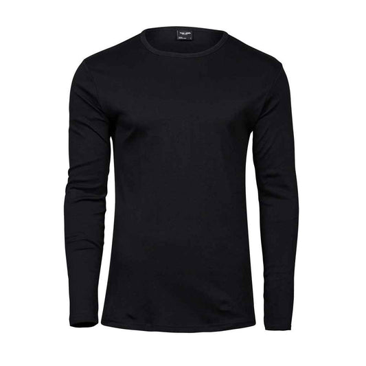 Black - Front - Tee Jays Mens Interlock Long-Sleeved T-Shirt