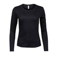 Black - Front - Tee Jays Womens-Ladies Interlock Long-Sleeved T-Shirt