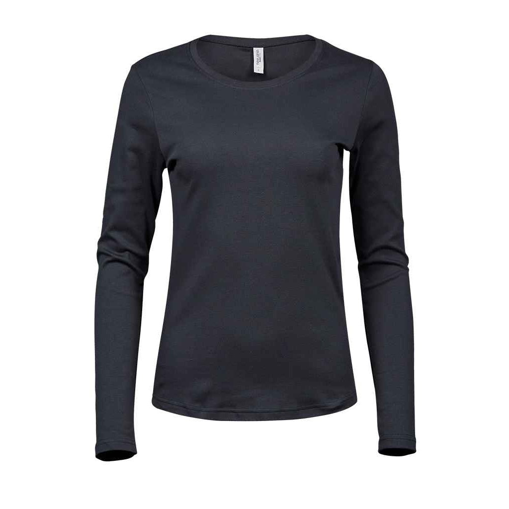 Dark Grey - Front - Tee Jays Womens-Ladies Interlock Long-Sleeved T-Shirt