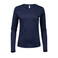 Navy - Front - Tee Jays Womens-Ladies Interlock Long-Sleeved T-Shirt