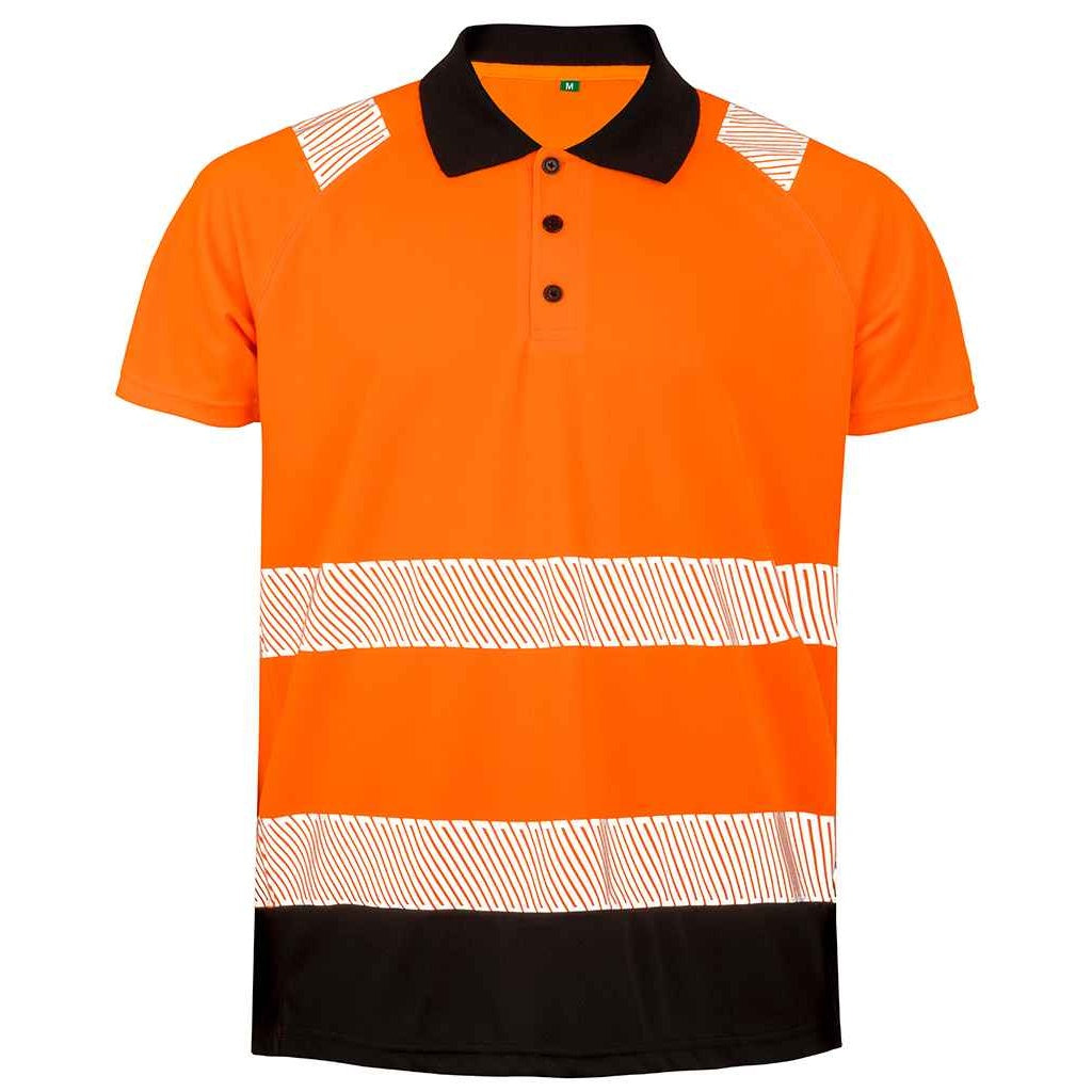 Fluorescent Orange - Front - Result Genuine Recycled Mens Safety Polo Shirt
