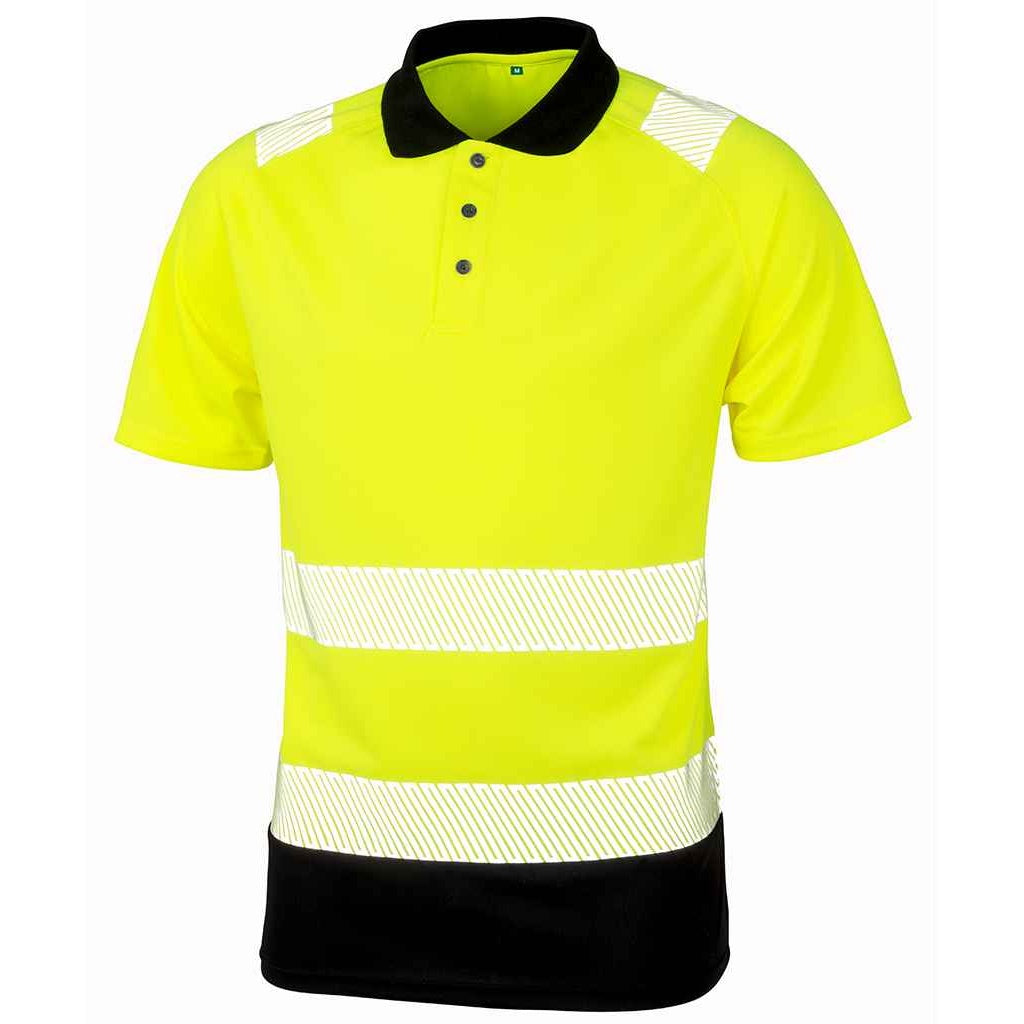 Fluorescent Yellow - Front - Result Genuine Recycled Mens Safety Polo Shirt