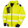 Fluorescent Yellow - Front - Result Genuine Recycled Unisex Adult Robust Safety Full Zip Hoodie