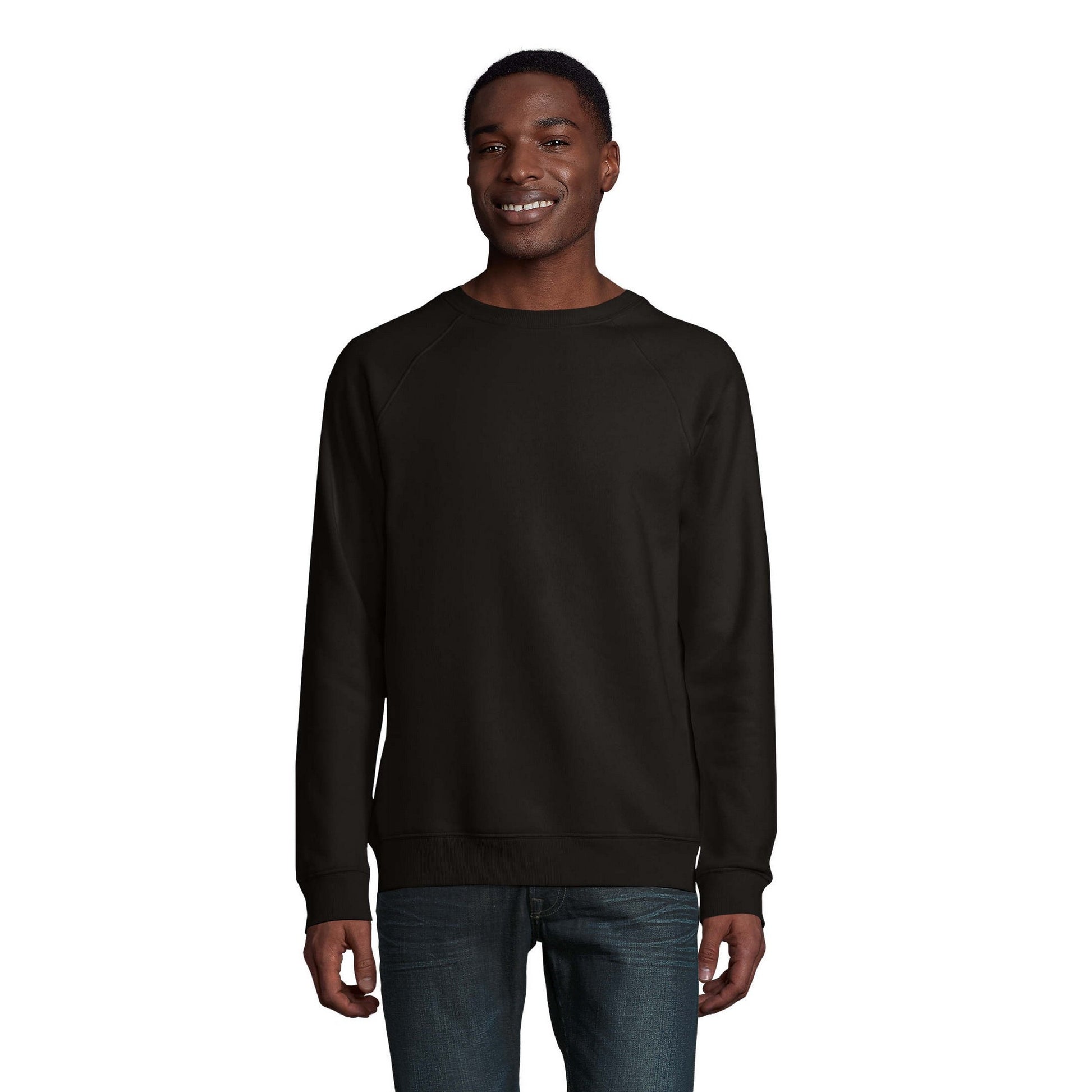Black - Back - SOLS Unisex Adult Space Organic Raglan Sweatshirt