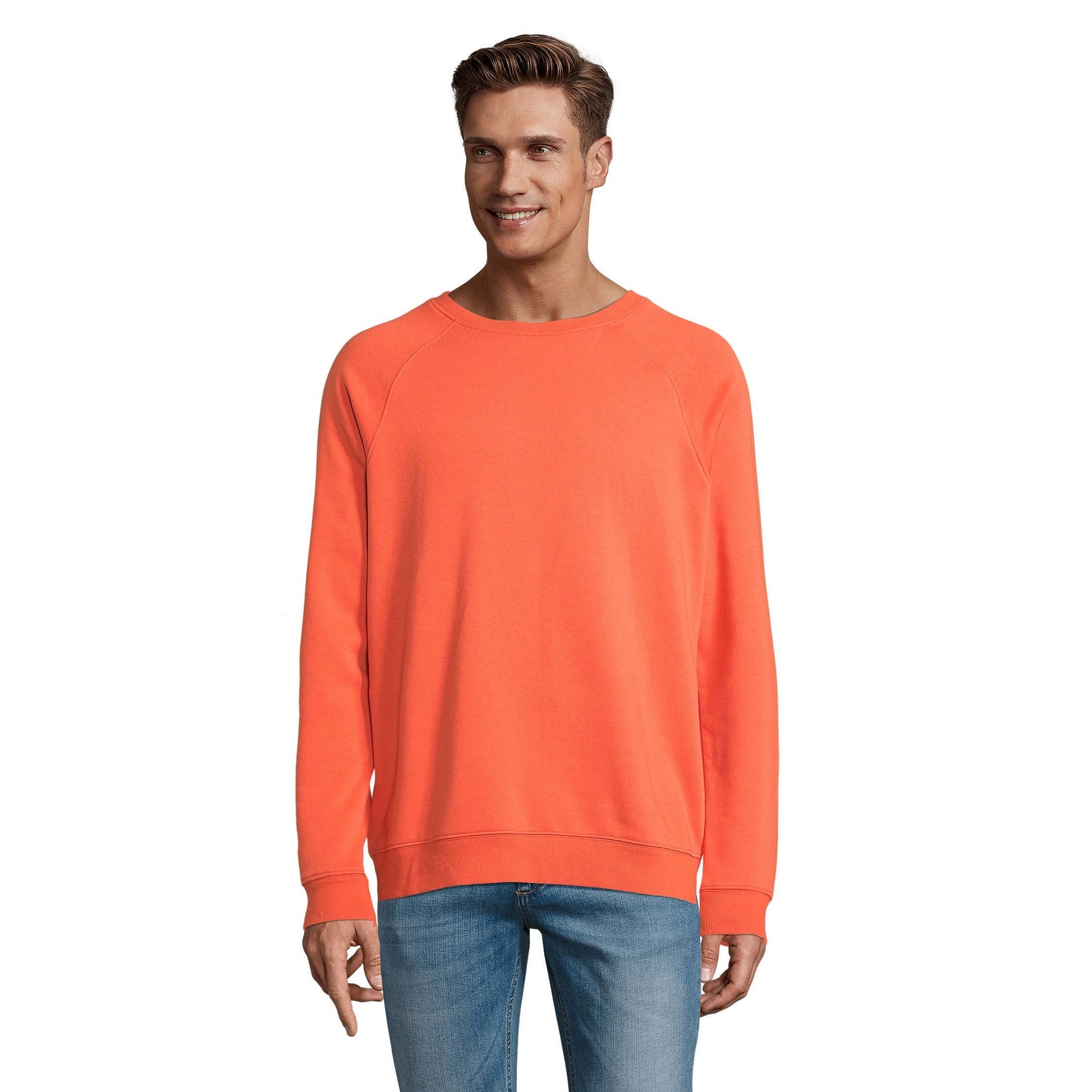 Burnt Orange - Back - SOLS Unisex Adult Space Organic Raglan Sweatshirt