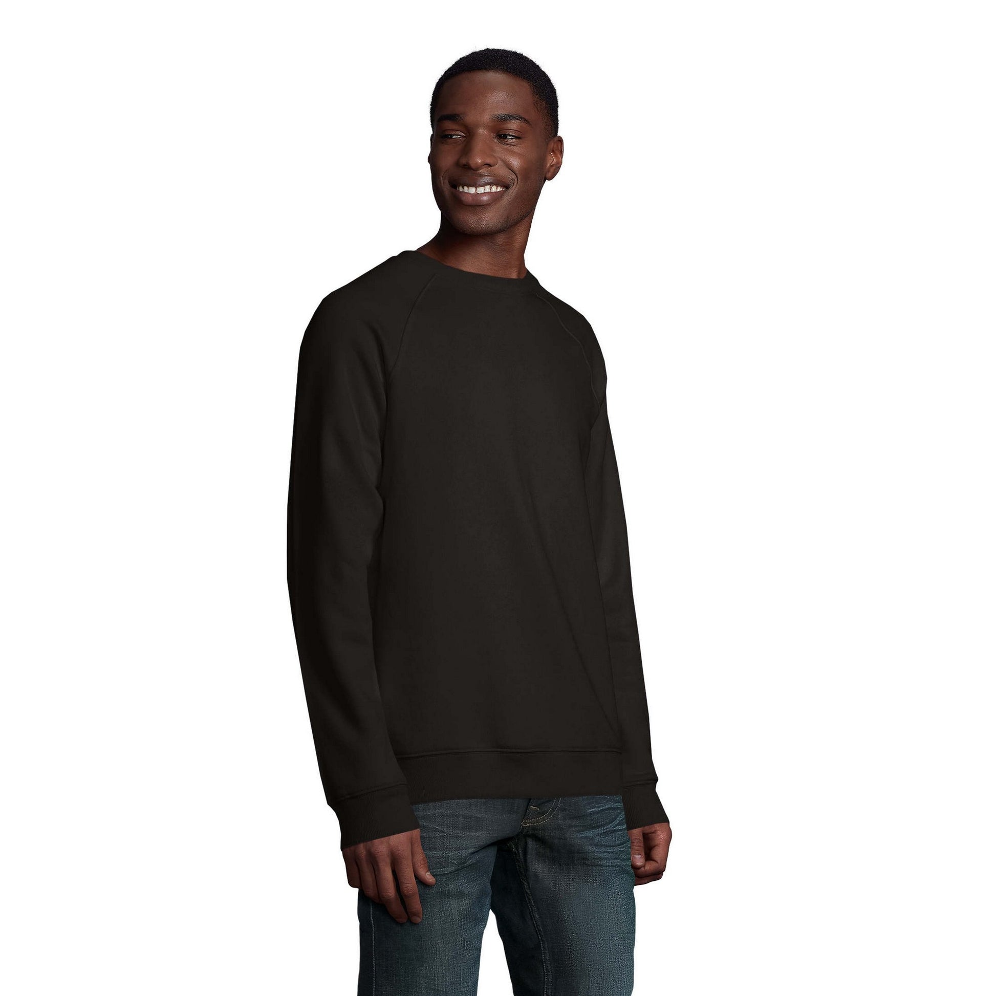 Black - Side - SOLS Unisex Adult Space Organic Raglan Sweatshirt