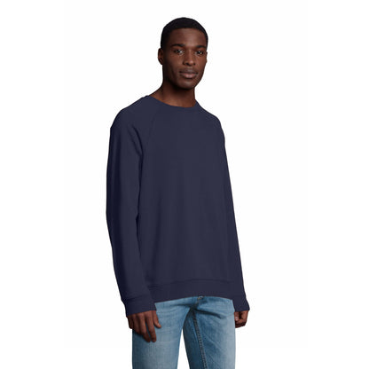 French Navy - Side - SOLS Unisex Adult Space Organic Raglan Sweatshirt