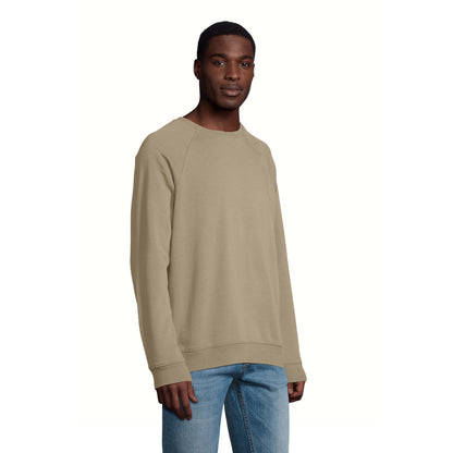Khaki - Side - SOLS Unisex Adult Space Organic Raglan Sweatshirt