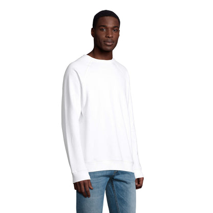 White - Side - SOLS Unisex Adult Space Organic Raglan Sweatshirt