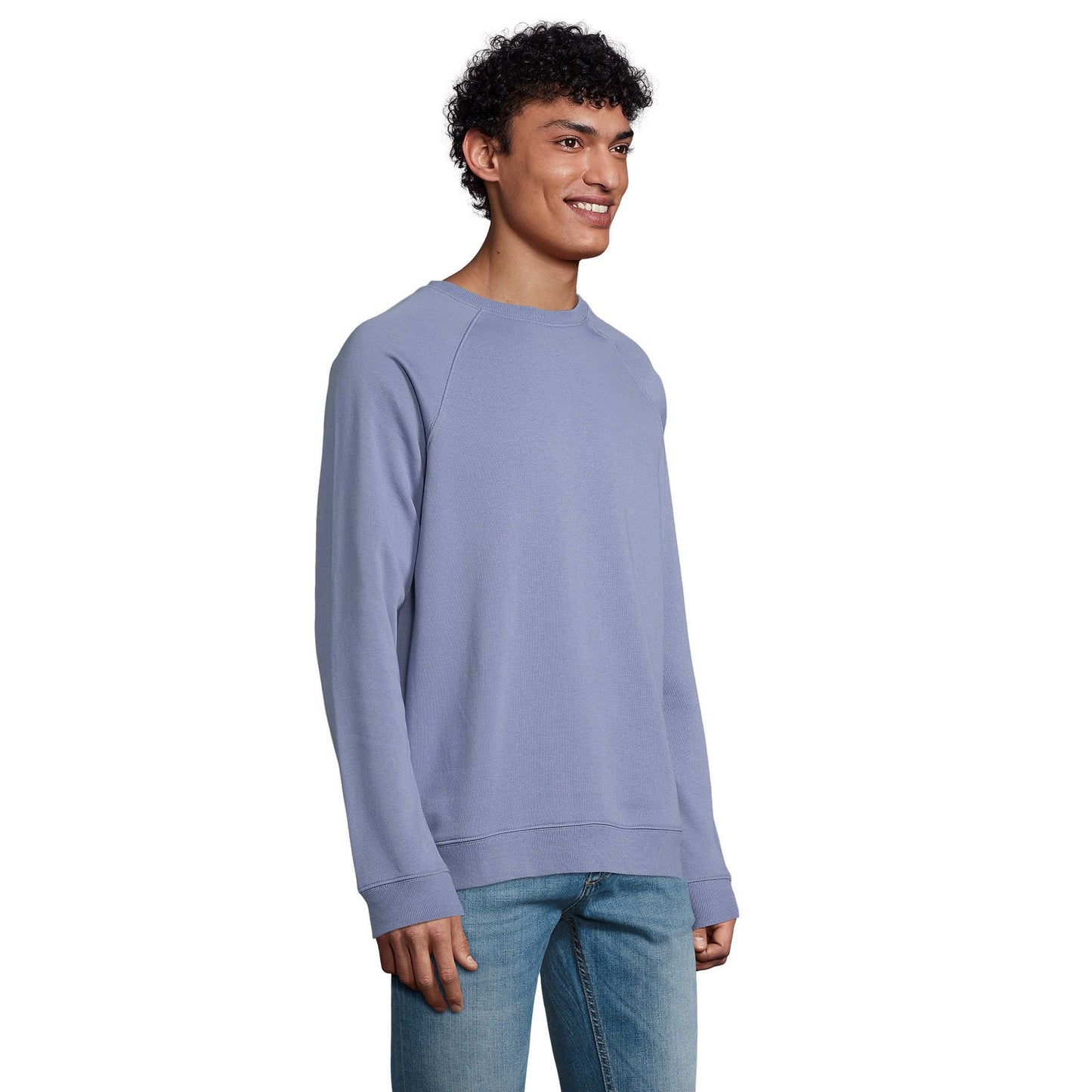 Blue - Lifestyle - SOLS Unisex Adult Space Organic Raglan Sweatshirt