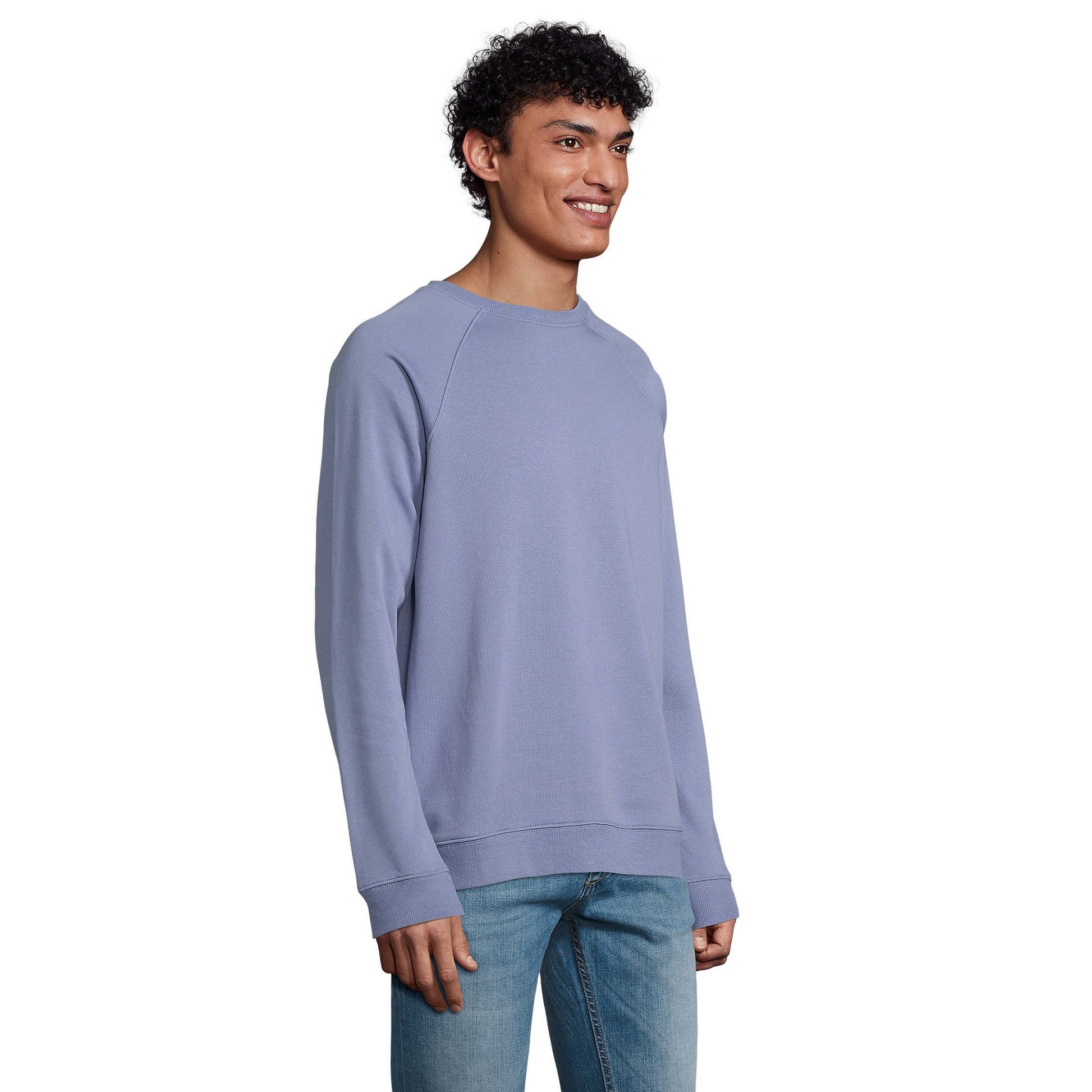 Blue - Lifestyle - SOLS Unisex Adult Space Organic Raglan Sweatshirt