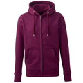 Burgundy - Front - Anthem Mens Organic Full Zip Hoodie