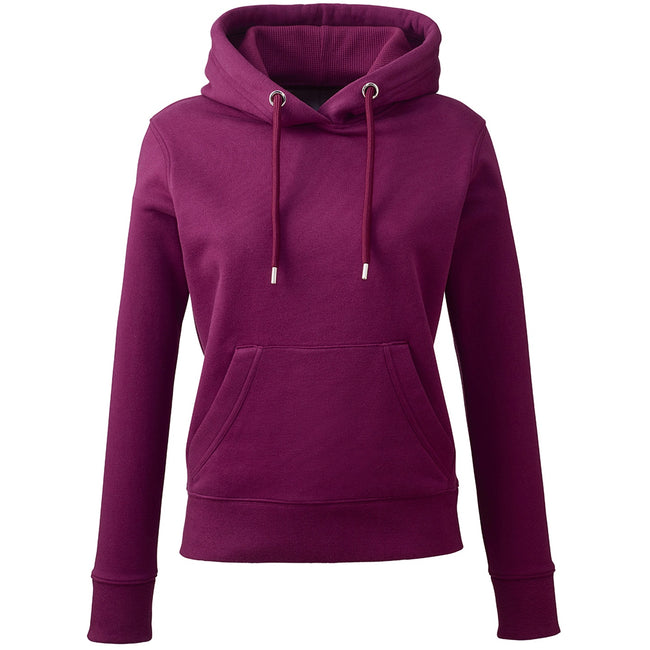 Burgundy - Front - Anthem Womens-Ladies Organic Hoodie