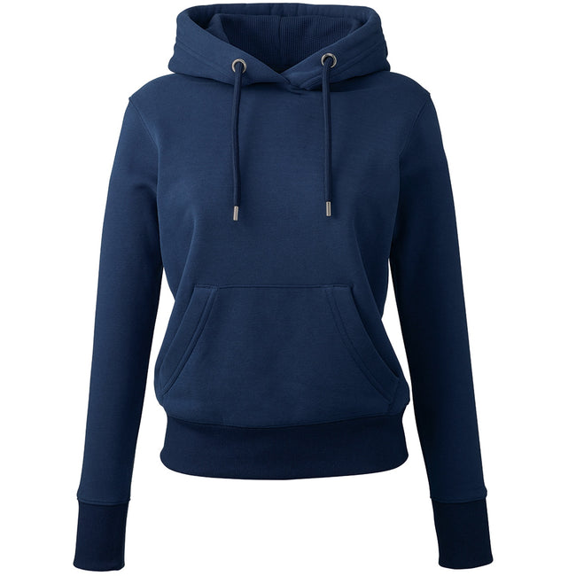 Navy - Front - Anthem Womens-Ladies Organic Hoodie