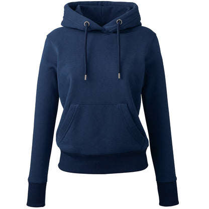 Navy - Front - Anthem Womens-Ladies Organic Hoodie