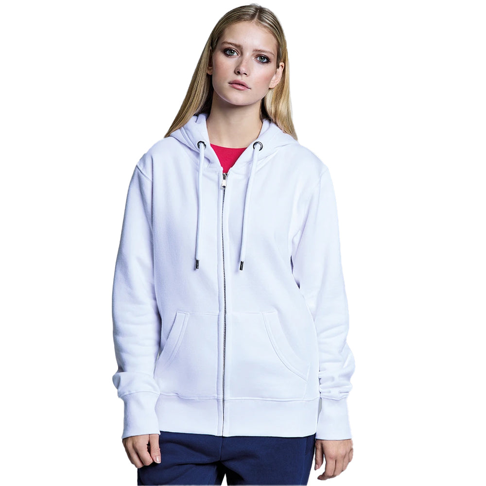 White - Side - Anthem Womens-Ladies Organic Full Zip Hoodie