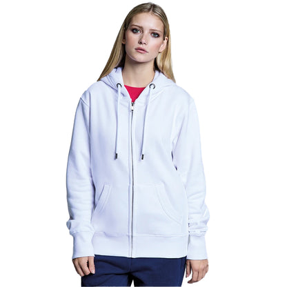 White - Side - Anthem Womens-Ladies Organic Full Zip Hoodie