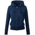 Navy - Front - Anthem Womens-Ladies Organic Full Zip Hoodie