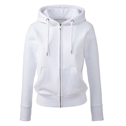 White - Front - Anthem Womens-Ladies Organic Full Zip Hoodie