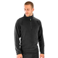 Black - Back - Result Genuine Recycled Mens Micro Zip Neck Fleece