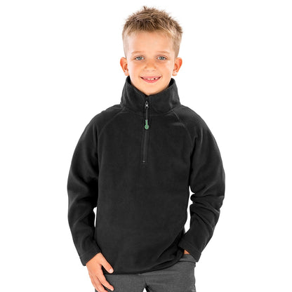 Black - Back - Result Genuine Recycled Childrens-Kids Micro Zip Neck Fleece