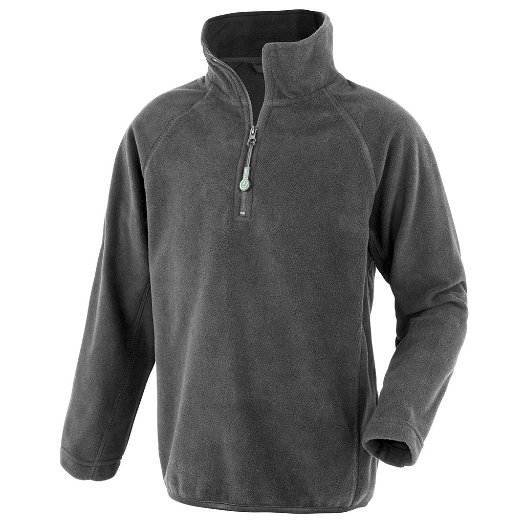 Grey - Front - Result Genuine Recycled Childrens-Kids Micro Zip Neck Fleece