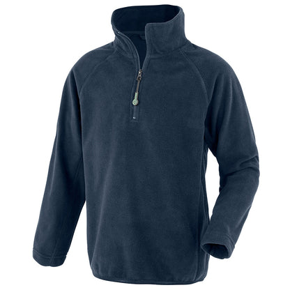 Navy - Front - Result Genuine Recycled Childrens-Kids Micro Zip Neck Fleece
