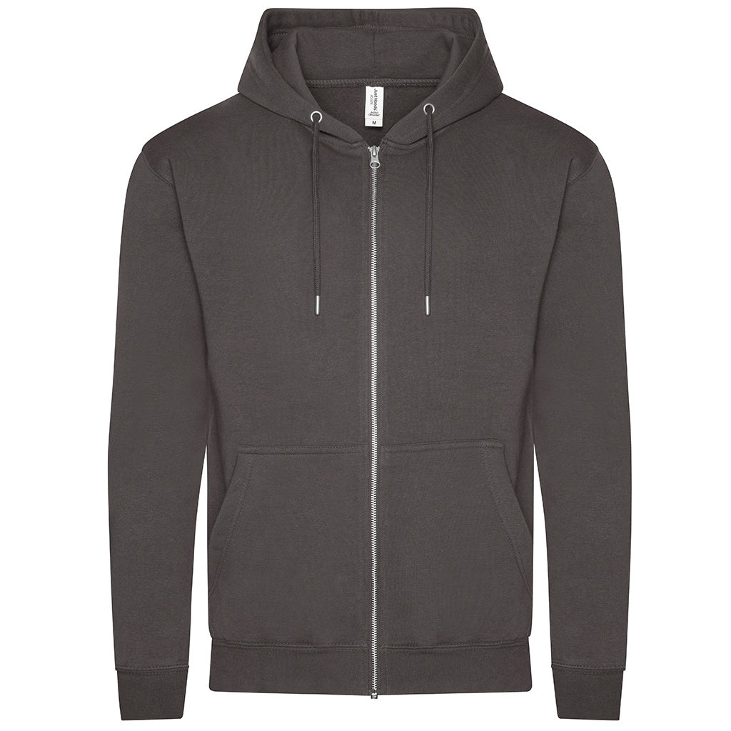 Charcoal - Front - Awdis Mens Organic Full Zip Hoodie