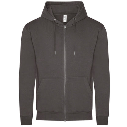 Charcoal - Front - Awdis Mens Organic Full Zip Hoodie