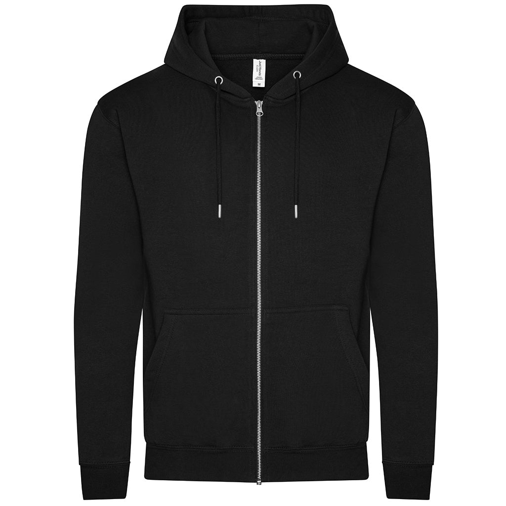 Deep Black - Front - Awdis Mens Organic Full Zip Hoodie