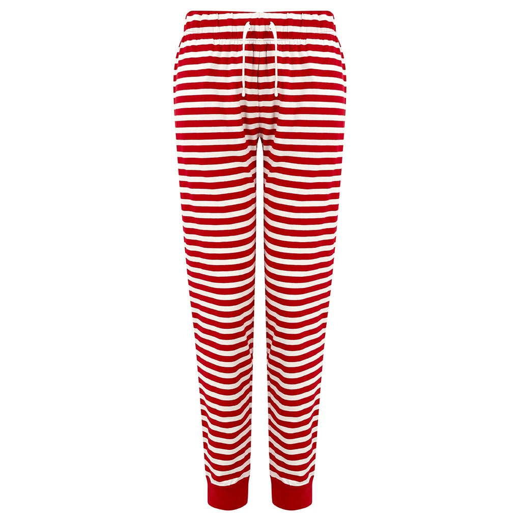 Red-White - Front - SF Womens-Ladies Stripe Lounge Pants