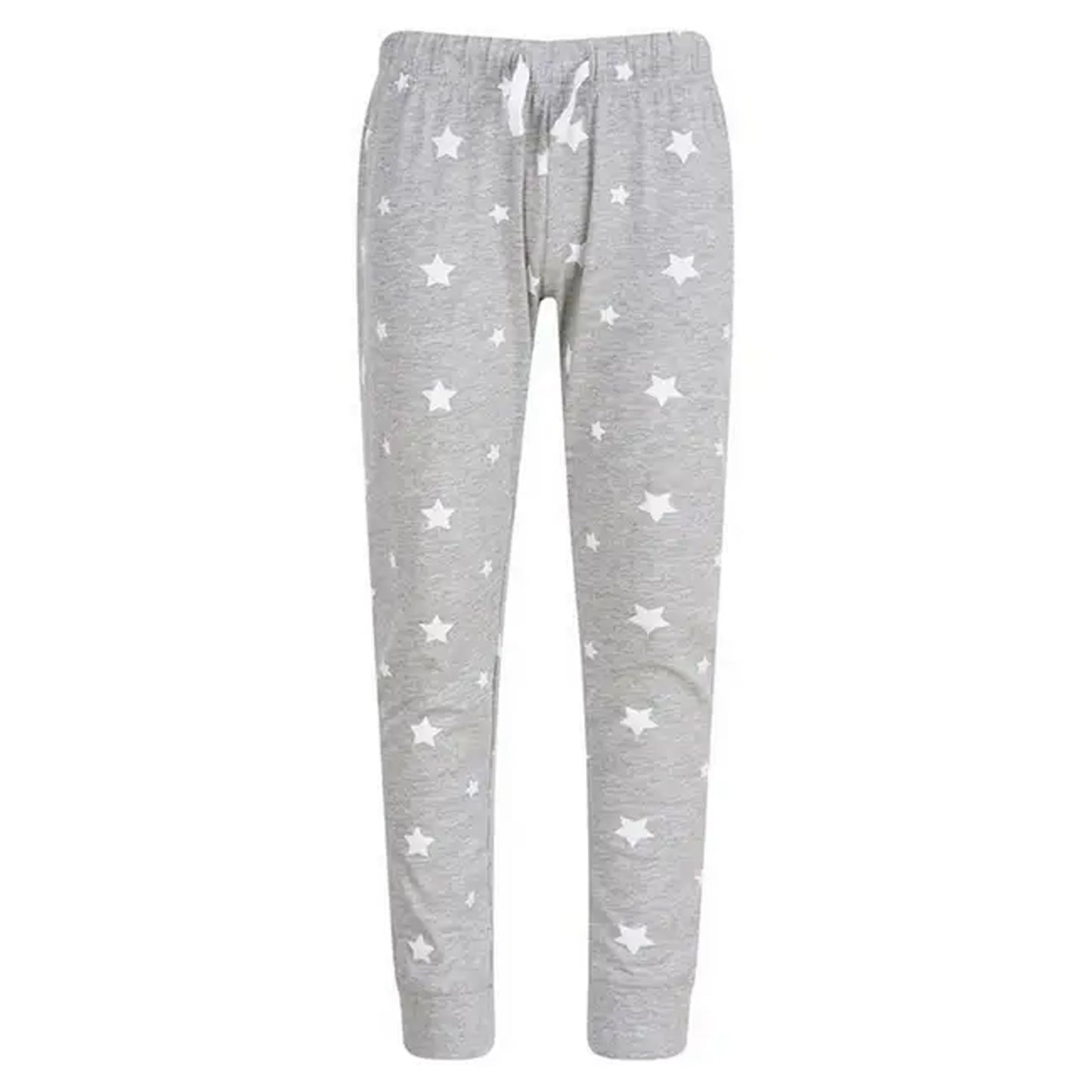Heather Grey-White - Front - SF Childrens-Kids Stars Lounge Pants