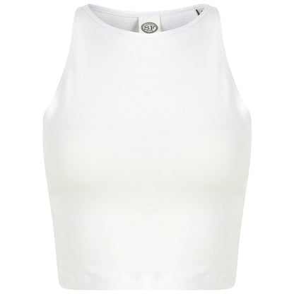 White - Front - SF Womens-Ladies Cropped Crop Top