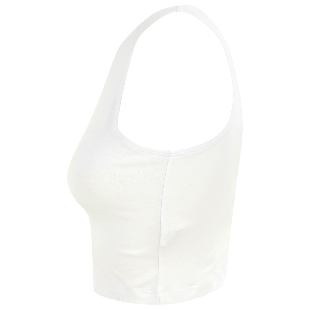 White - Side - SF Womens-Ladies Cropped Crop Top