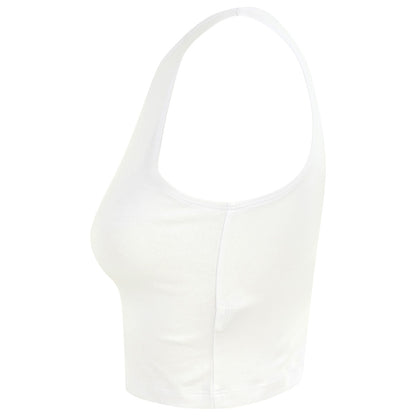 White - Side - SF Womens-Ladies Cropped Crop Top