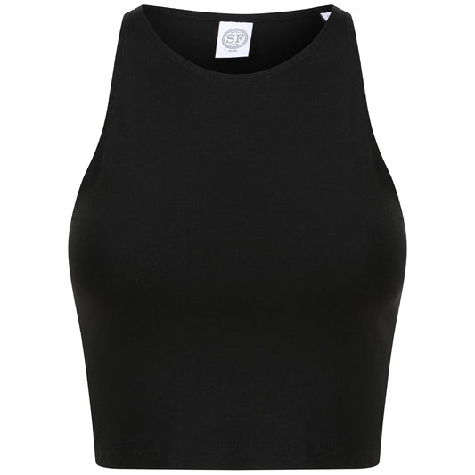 Black - Front - SF Womens-Ladies Cropped Crop Top
