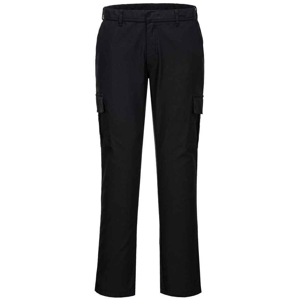 Black - Front - Portwest Mens Stretch Slim Cargo Trousers