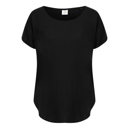 Black - Front - Tombo Womens-Ladies Scoop Neck T-Shirt