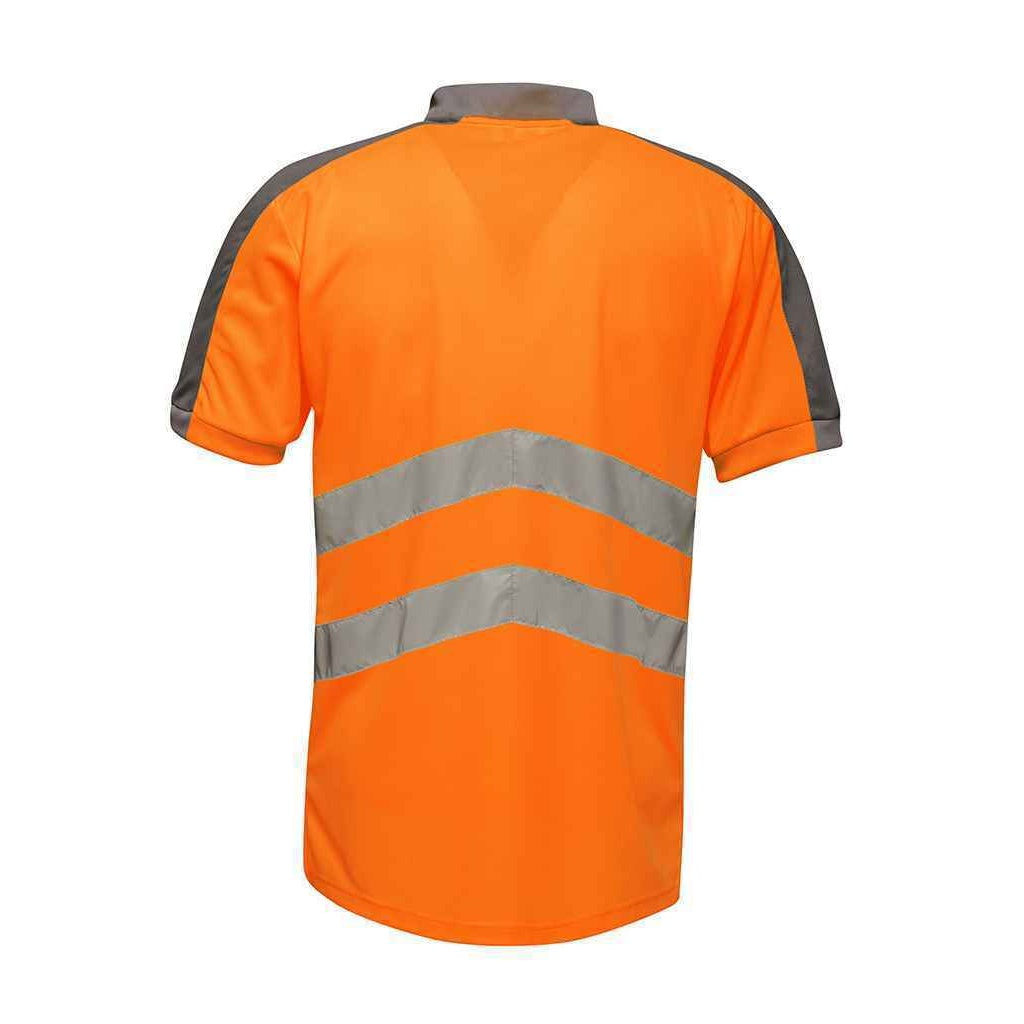 Orange-Grey - Back - Tactical Threads Mens Pique Hi-Vis Polo Shirt